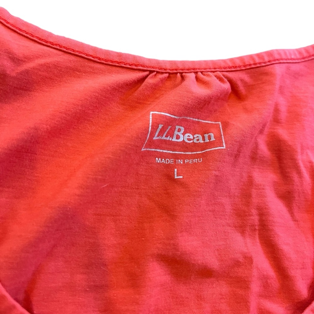 LL BEAN Women’s Large Red Coral Long Sleeve Basic Everyday Shirt Blouse‎ Solid - Picture 4 of 8